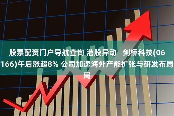 股票配资门户导航查询 港股异动   剑桥科技(06166)午后涨超8% 公司加速海外产能扩张与研发布局